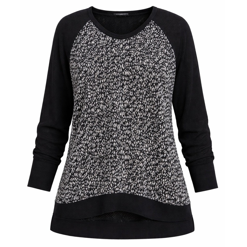 Torrid Mixed‎ Media Top Womens 3 3X Black White Animal Print Mesh Back V-Neck